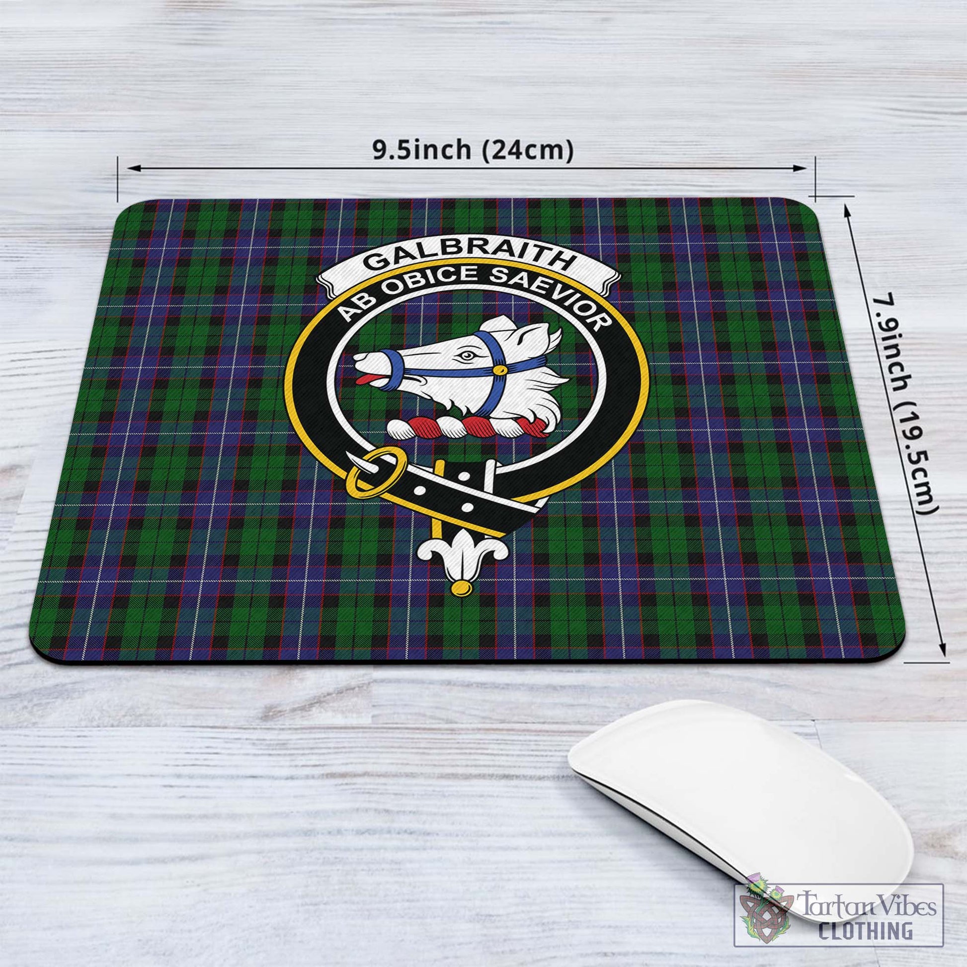 Tartan Vibes Clothing Galbraith Tartan Mouse Pad with Family Crest