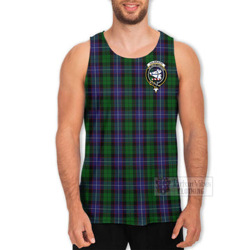Tartan Vibes Clothing Galbraith Tartan Men's Tank Top with Family Crest and Bearded Skull Holding Bottles of Whiskey