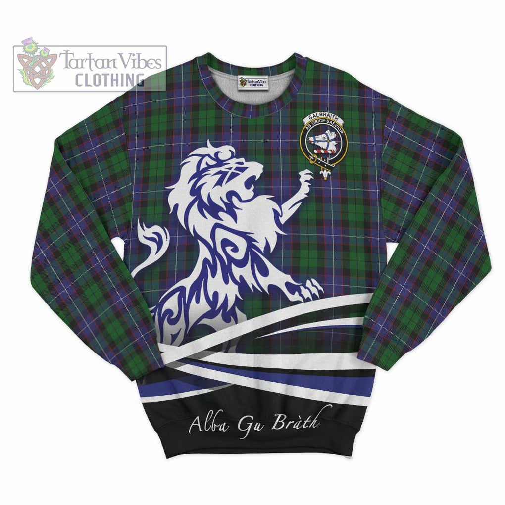 Galbraith Tartan Sweatshirt with Alba Gu Brath Regal Lion Emblem - Tartanvibesclothing Shop