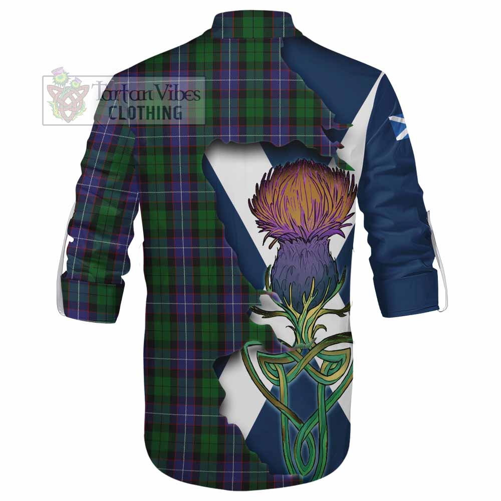 Tartan Vibes Clothing Galbraith Tartan Family Crest Ghillie Kilt Shirt Scottish Thistle Celtic Inspired