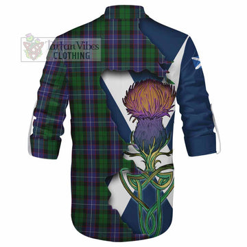 Galbraith Tartan Family Crest Ghillie Kilt Shirt Scottish Thistle Celtic Inspired