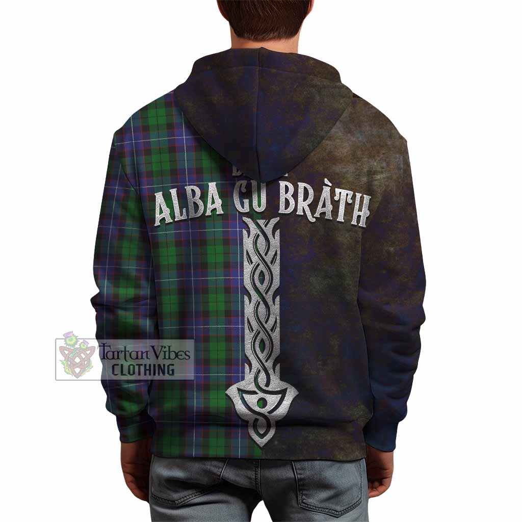Tartan Vibes Clothing Galbraith Tartan Family Crest Hoodie Alba Gu Brath Be Brave Lion Ancient Style