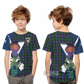 Galbraith Tartan Family Crest Kid T-Shirt Scottish Thistle Celtic Inspired