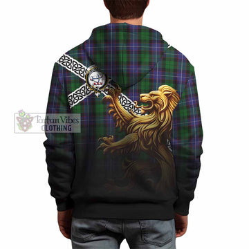 Tartan Vibes Clothing Galbraith Crest Tartan Hoodie with Golden Lion Emblem Celtic Style