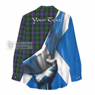Tartan Vibes Clothing Galbraith Tartan Women's Casual Shirt with Family Crest Scotland Patriotic Style