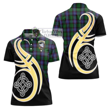 Galbraith Tartan Women's Polo Shirt with Family Crest and Celtic Symbol Style