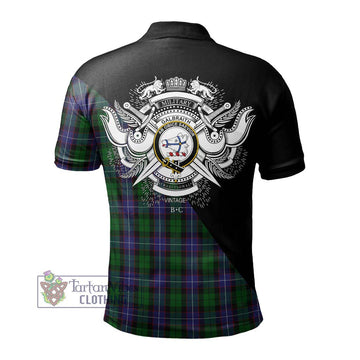 Galbraith Tartan Polo Shirt with Family Crest and Military Logo Style - Tartanvibesclothing Shop