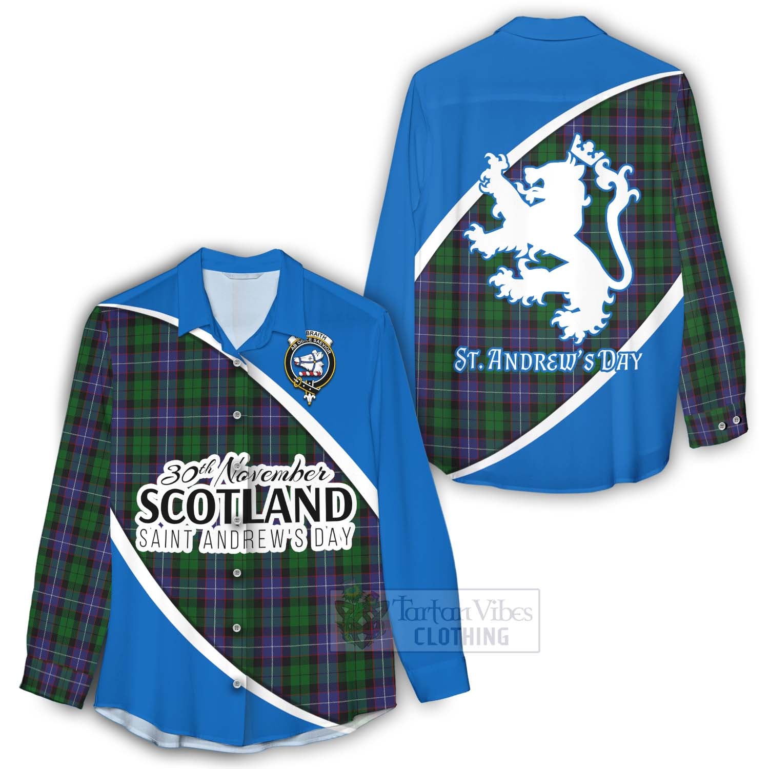 Tartan Vibes Clothing Galbraith Family Crest Tartan Women's Casual Shirt Celebrate Saint Andrew's Day in Style