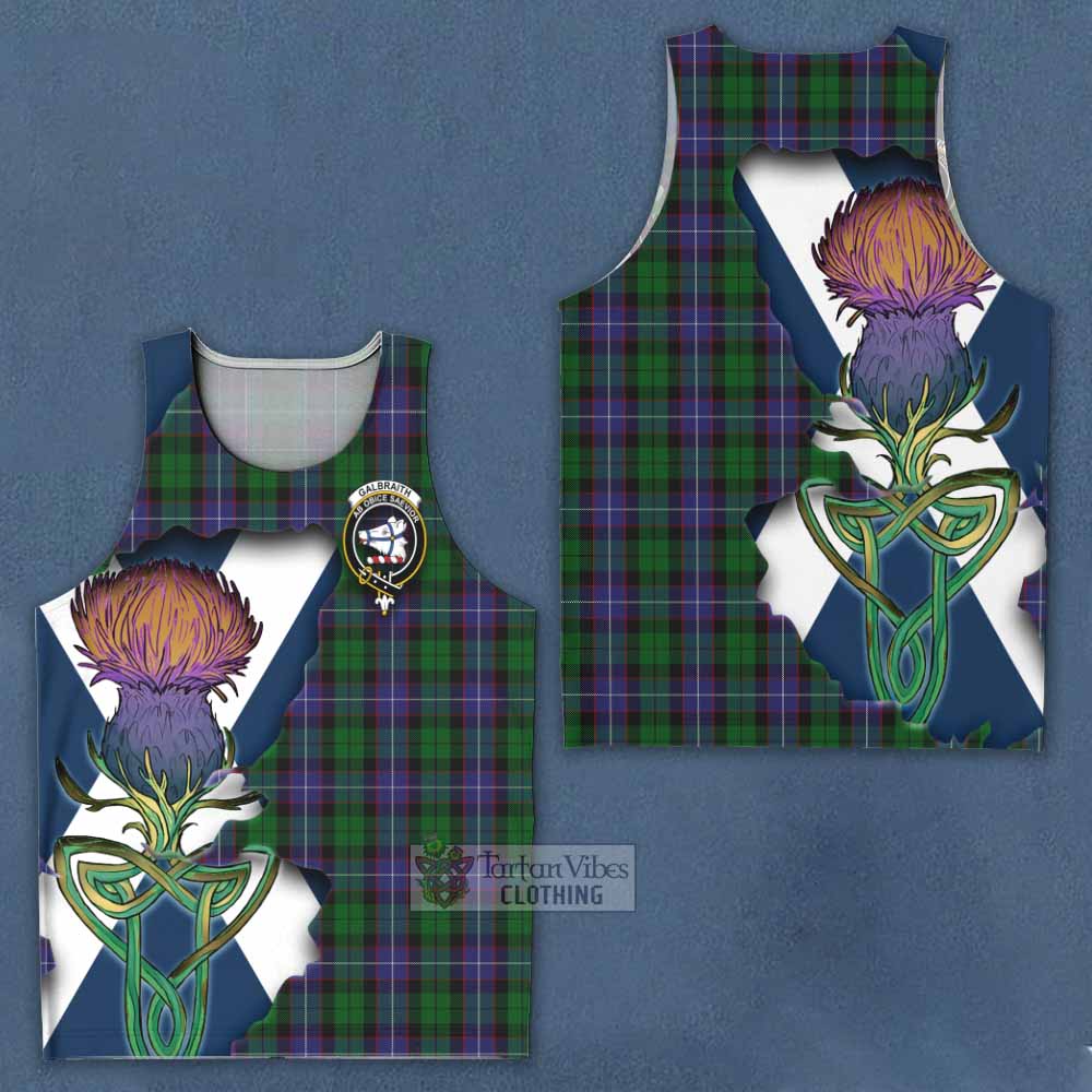 Tartan Vibes Clothing Galbraith Tartan Family Crest Men's Tank Top Scottish Thistle Celtic Inspired