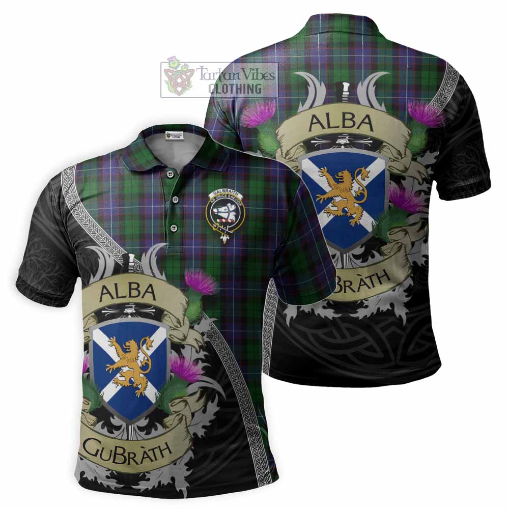 Tartan Vibes Clothing Galbraith Tartan Family Crest Polo Shirt Lion Rampant Royal Thistle Shield Celtic Inspired