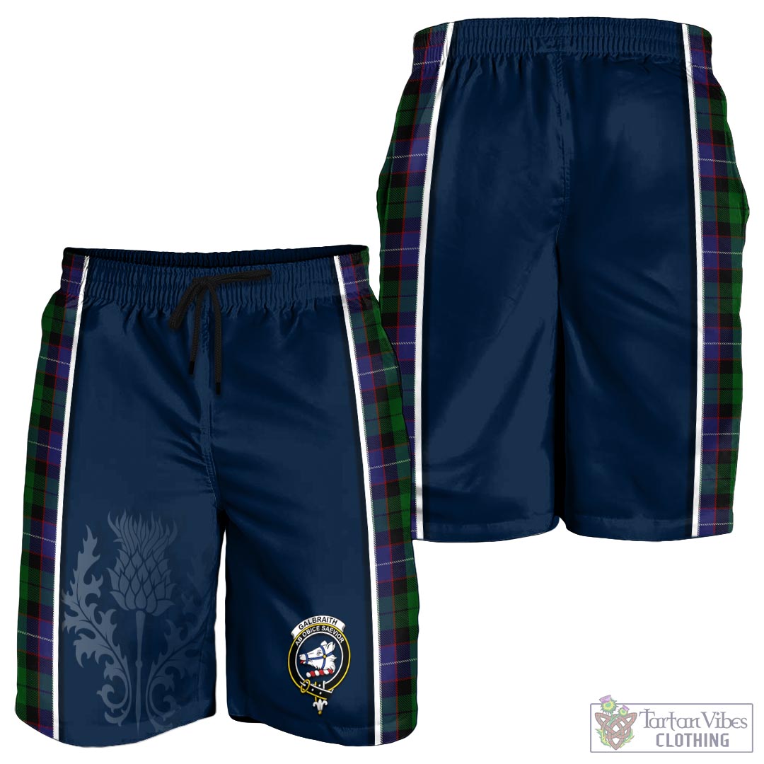 Tartan Vibes Clothing Galbraith Tartan Men's Shorts with Family Crest and Scottish Thistle Vibes Sport Style