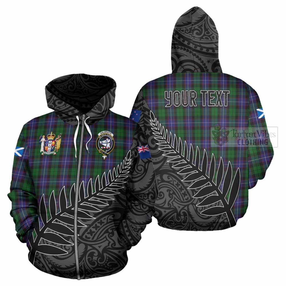 Tartan Vibes Clothing Galbraith Crest Tartan Hoodie with New Zealand Silver Fern Half Style