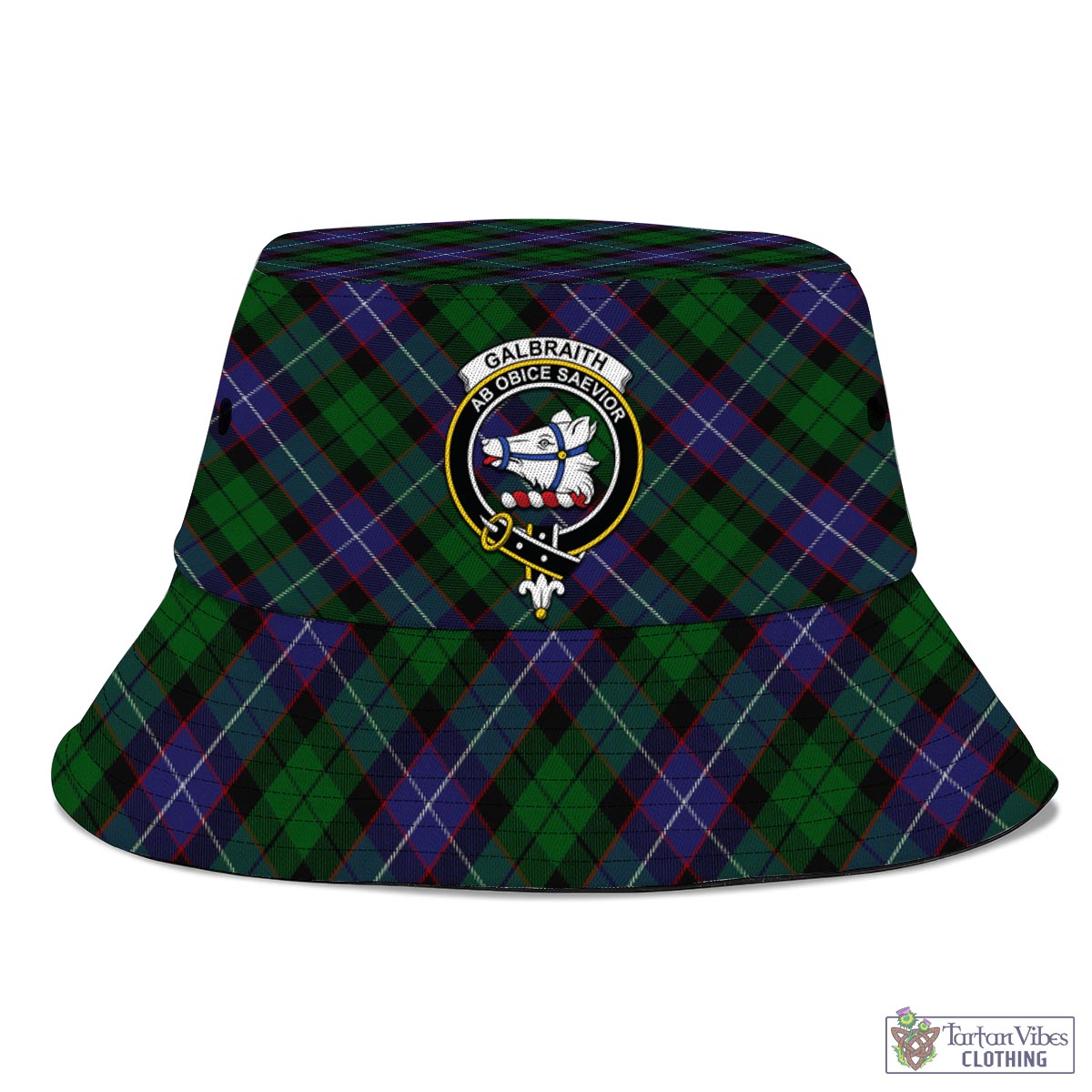Tartan Vibes Clothing Galbraith Tartan Bucket Hat with Family Crest