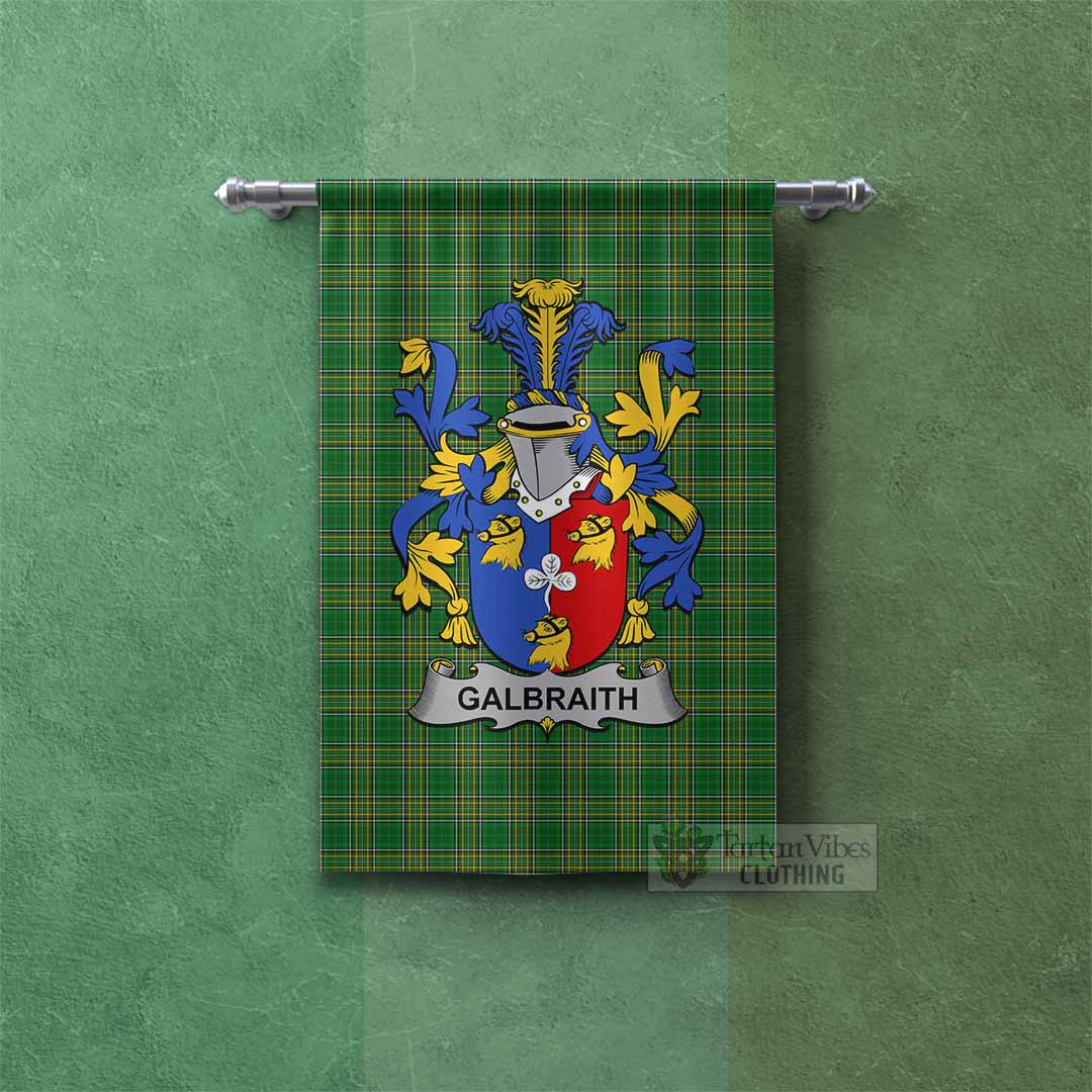 Tartan Vibes Clothing Galbraith Irish Clan Tartan Gonfalon, Tartan Banner with Coat of Arms