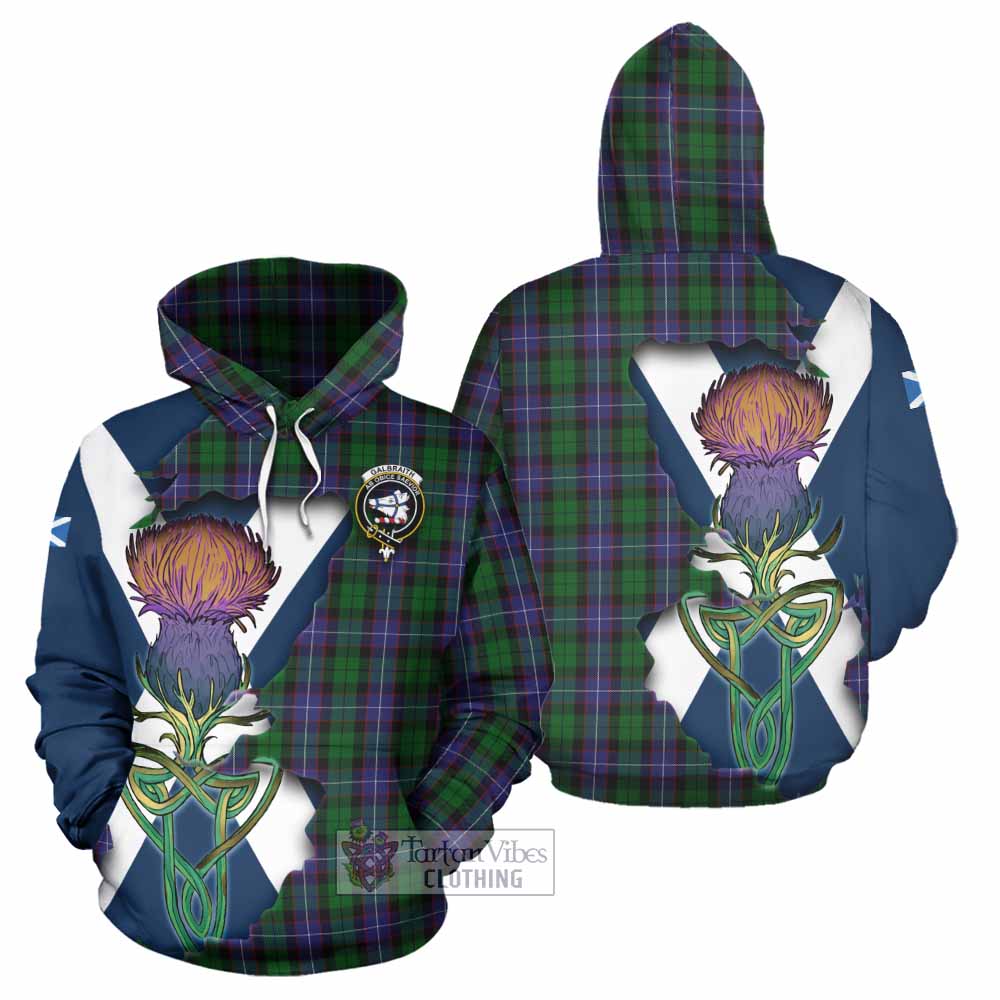 Tartan Vibes Clothing Galbraith Tartan Family Crest Hoodie Scottish Thistle Celtic Inspired
