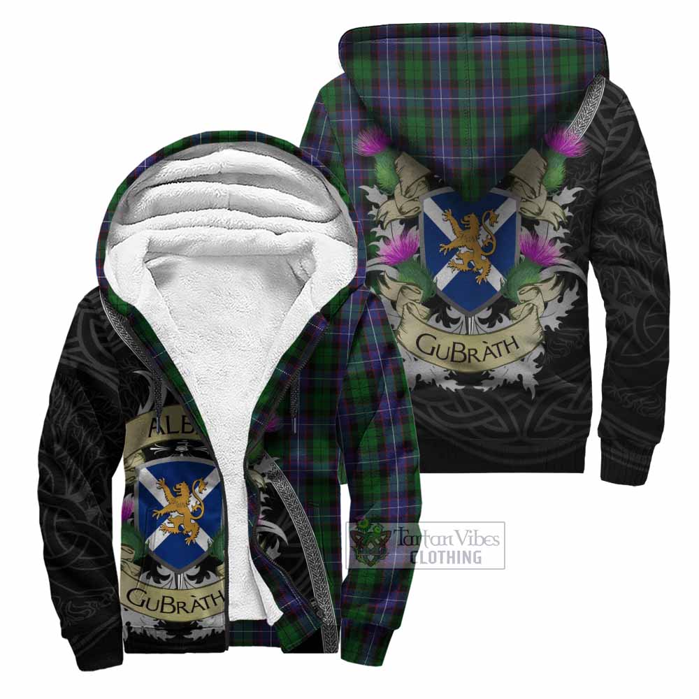 Tartan Vibes Clothing Galbraith Tartan Family Crest Sherpa Hoodie Lion Rampant Royal Thistle Shield Celtic Inspired