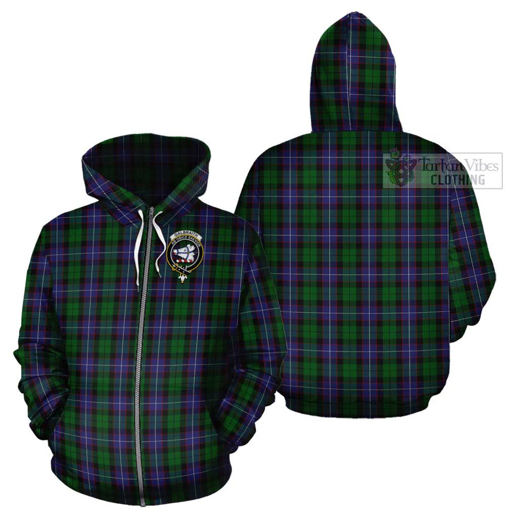 Galbraith Tartan Cotton Hoodie with Family Crest Zip Hoodie - Tartan Vibes Clothing