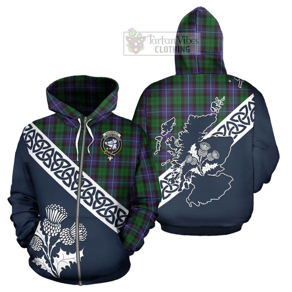 Tartan Vibes Clothing Galbraith Tartan Hoodie Featuring Thistle and Scotland Map