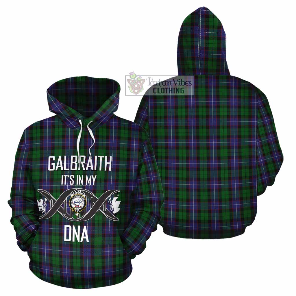 Tartan Vibes Clothing Galbraith Tartan Cotton Hoodie with Family Crest DNA In Me Style