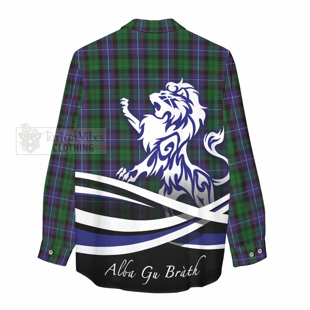 Tartan Vibes Clothing Galbraith Tartan Women's Casual Shirt with Alba Gu Brath Regal Lion Emblem