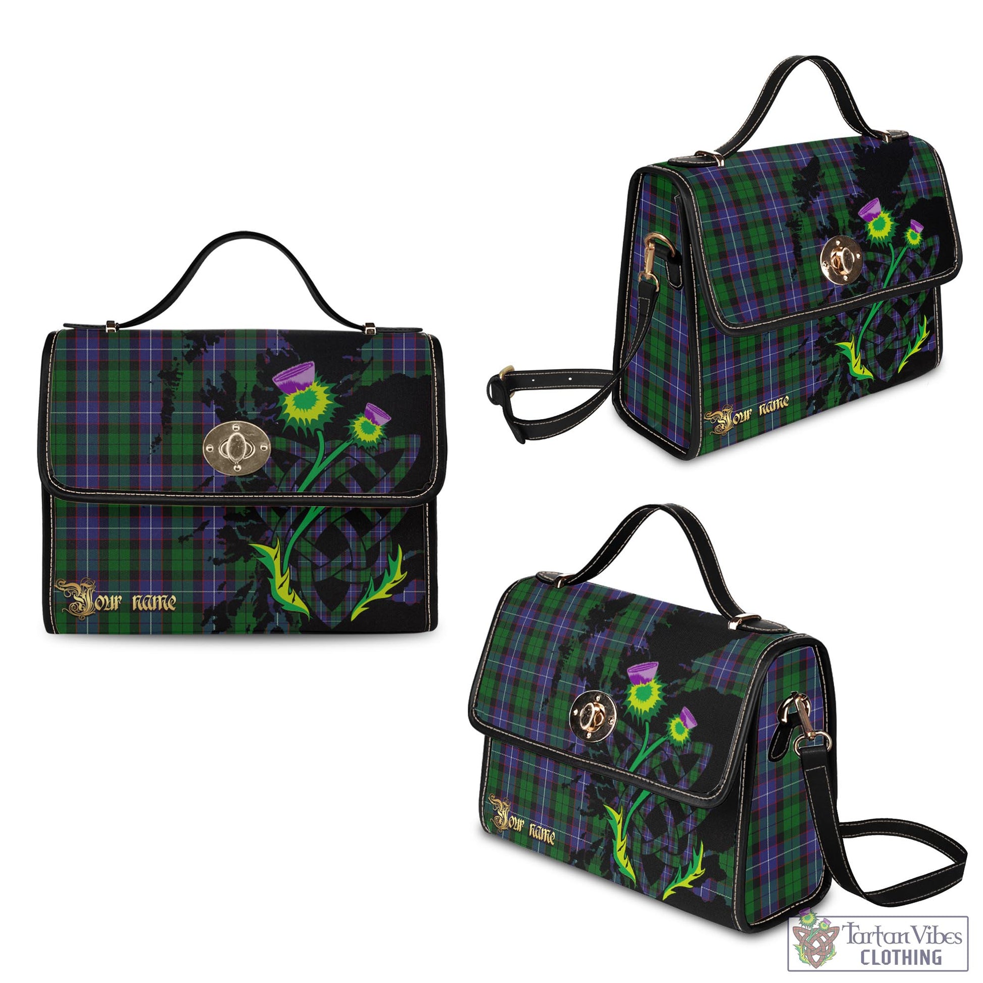 Tartan Vibes Clothing Galbraith Tartan Waterproof Canvas Bag with Scotland Map and Thistle Celtic Accents
