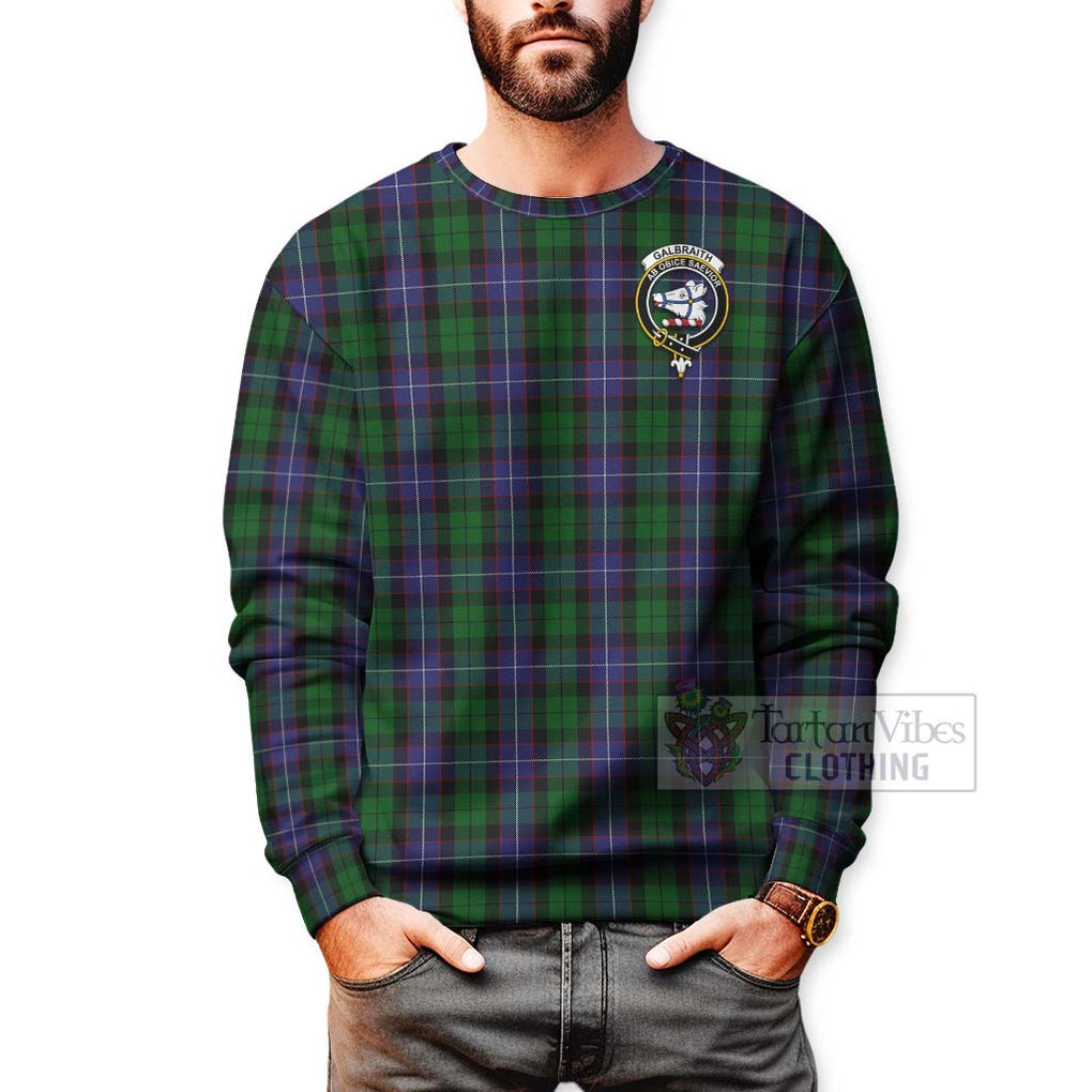 Tartan Vibes Clothing Galbraith Tartan Sweatshirt with Family Crest and Bearded Skull Holding Bottles of Whiskey