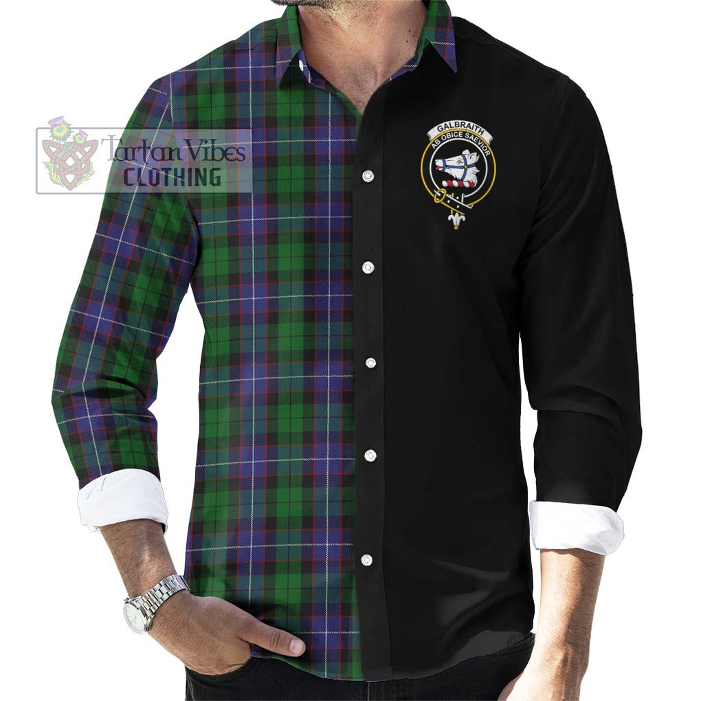 Galbraith Tartan Long Sleeve Button Shirt with Family Crest and Half Of Me Style - Tartanvibesclothing Shop