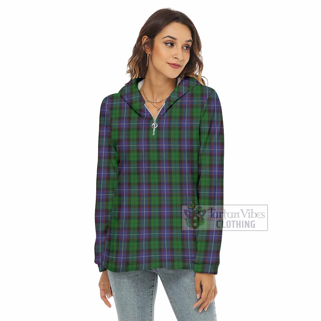 Tartan Vibes Clothing Galbraith Tartan Women's Borg  Half Zip Fleece Hoodie