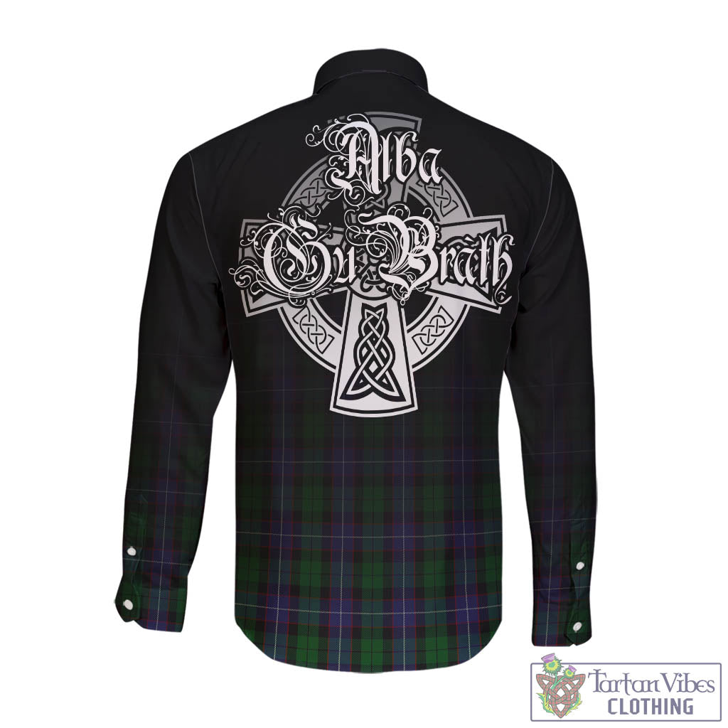 Tartan Vibes Clothing Galbraith Tartan Long Sleeve Button Up Featuring Alba Gu Brath Family Crest Celtic Inspired