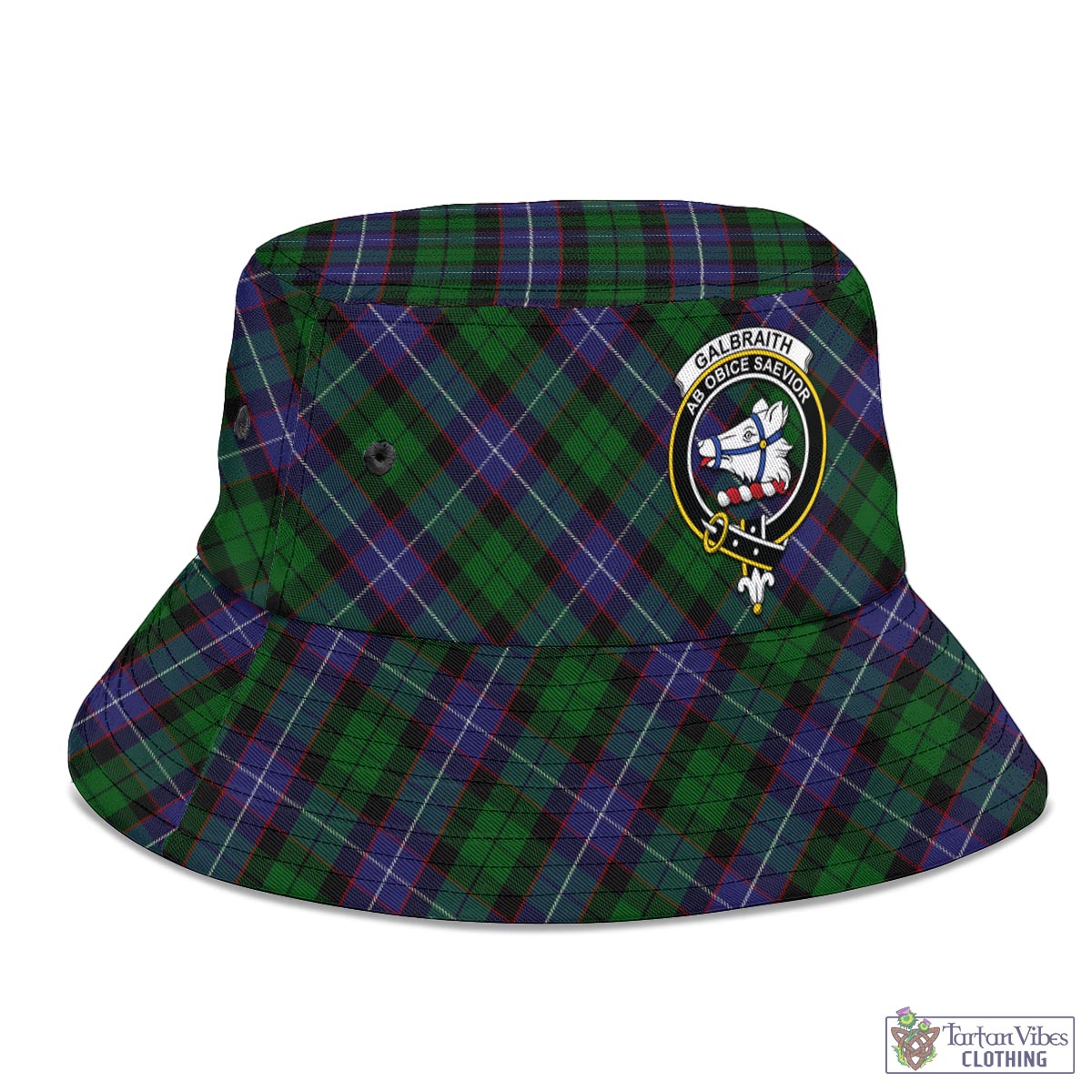Tartan Vibes Clothing Galbraith Tartan Bucket Hat with Family Crest