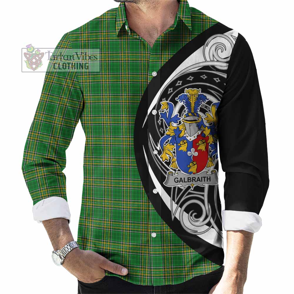 Tartan Vibes Clothing Galbraith Irish Clan Long Sleeve Button Shirt Celtic Circle Style