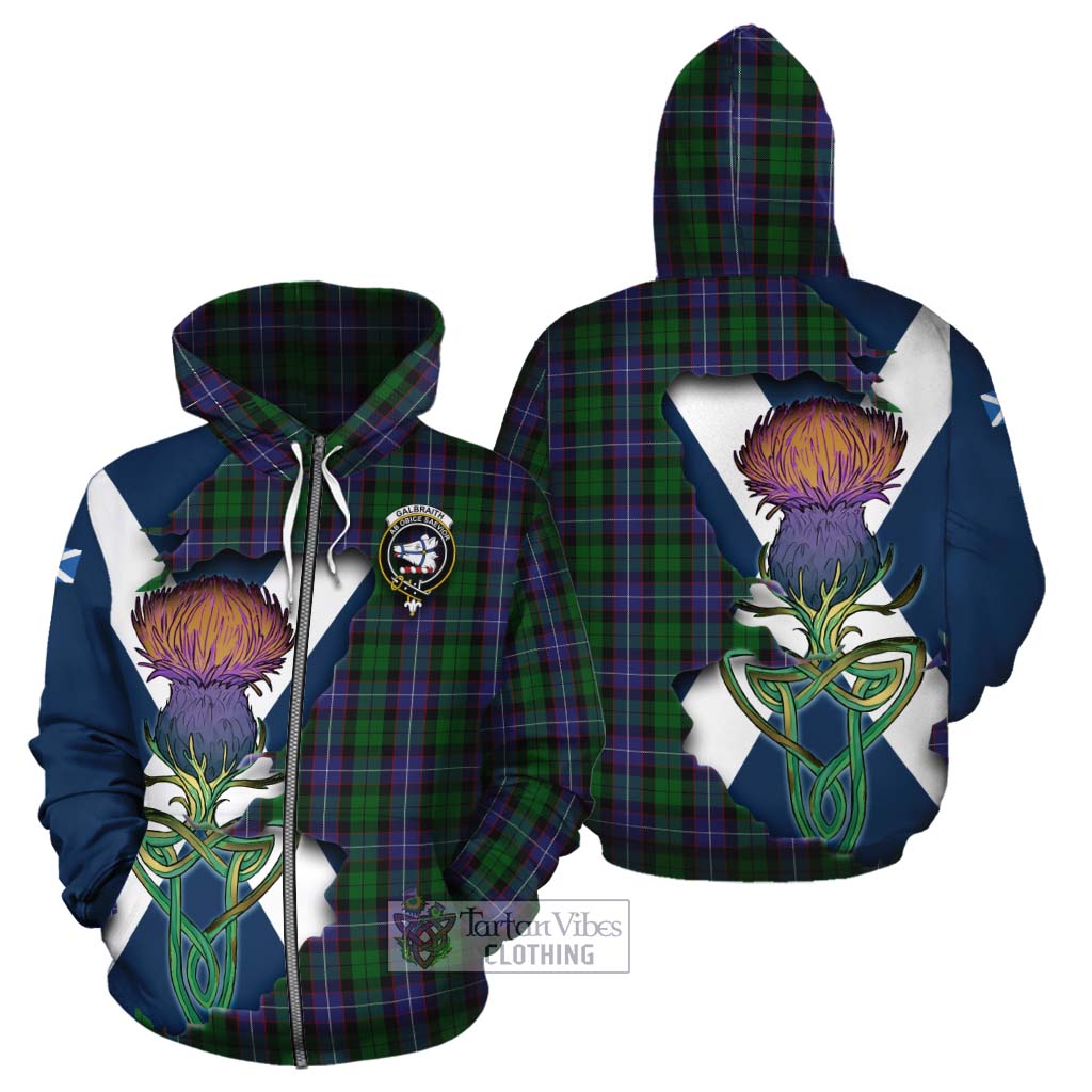 Tartan Vibes Clothing Galbraith Tartan Family Crest Cotton Hoodie Scottish Thistle Celtic Inspired