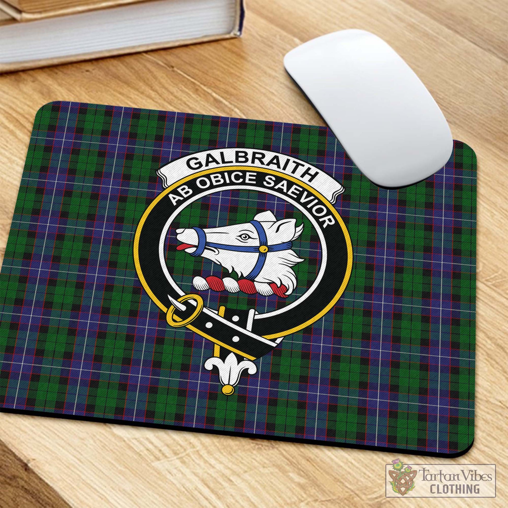 Tartan Vibes Clothing Galbraith Tartan Mouse Pad with Family Crest