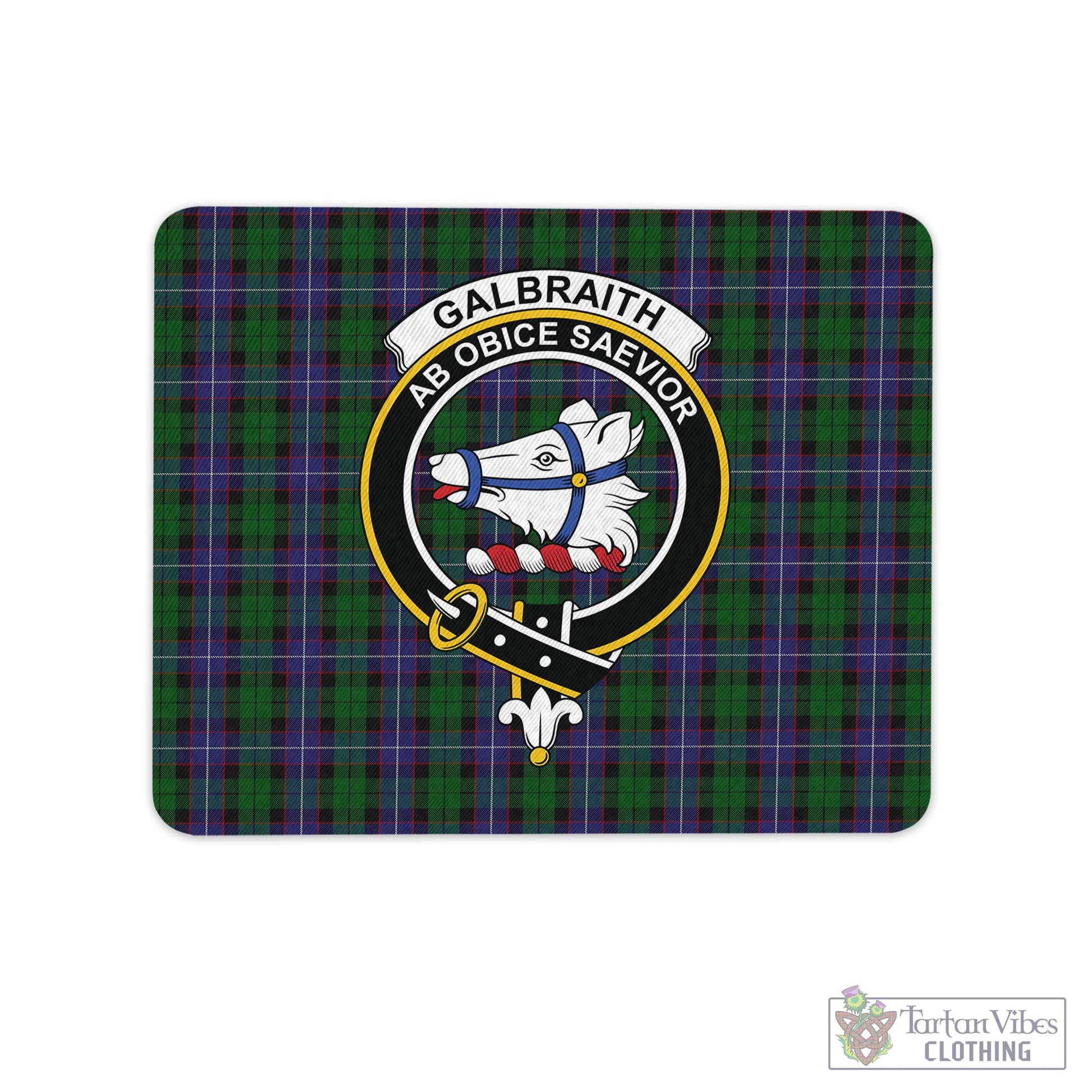 Tartan Vibes Clothing Galbraith Tartan Mouse Pad with Family Crest