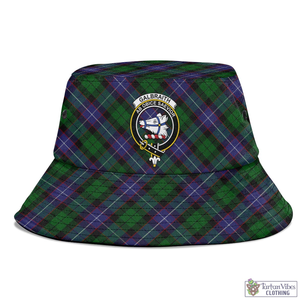 Tartan Vibes Clothing Galbraith Tartan Bucket Hat with Family Crest