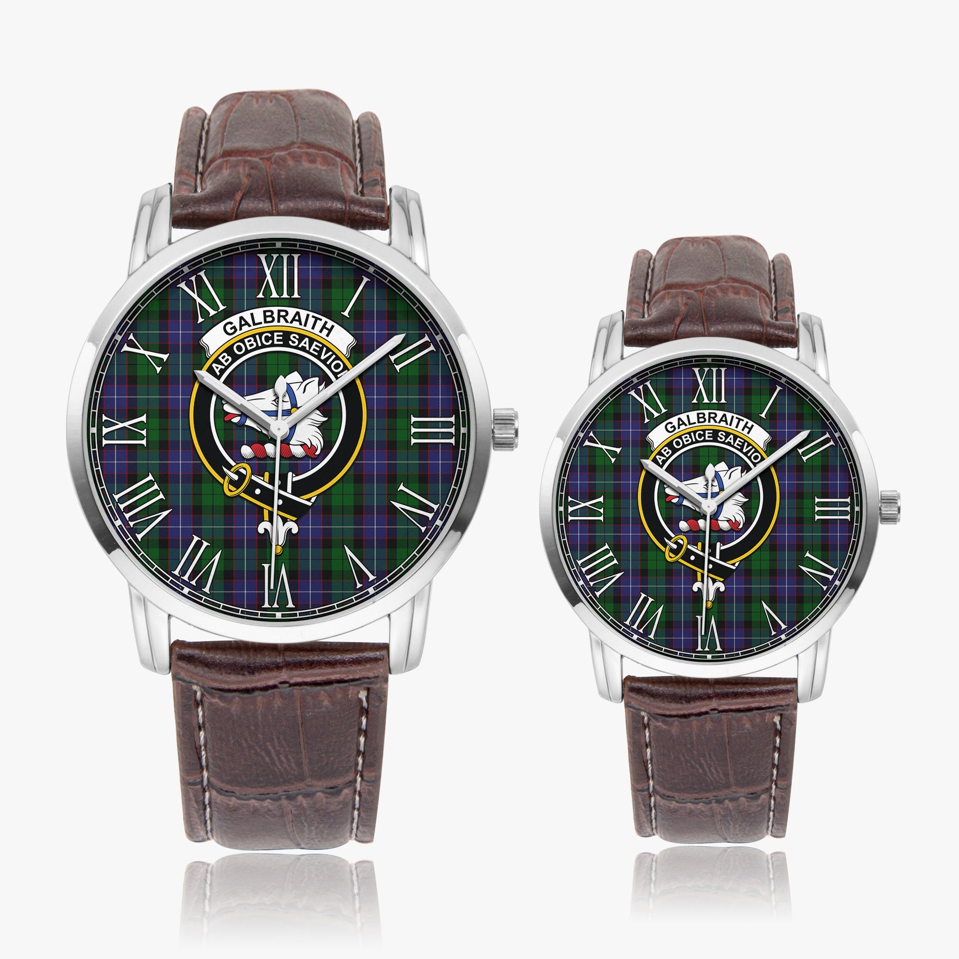 Galbraith Tartan Family Crest Leather Strap Quartz Watch - Tartanvibesclothing