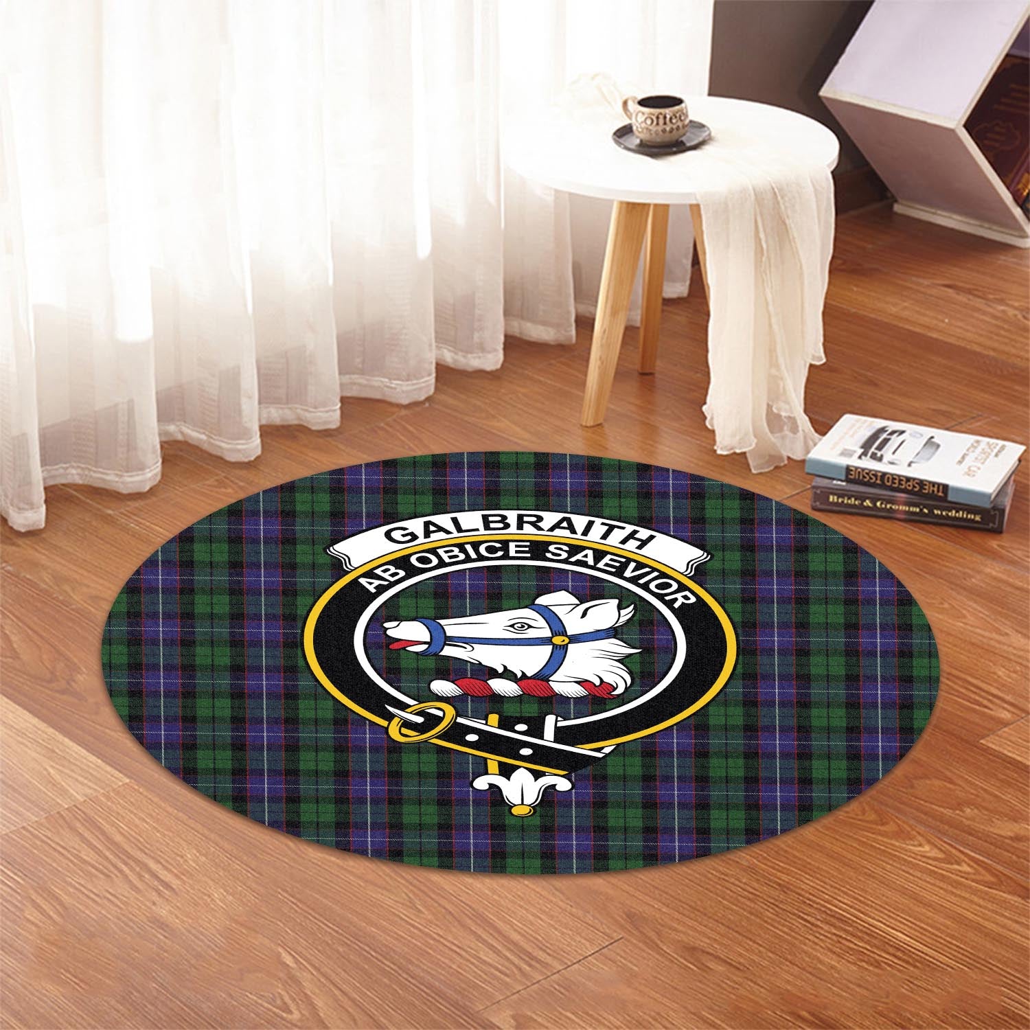 galbraith-tartan-round-rug-with-family-crest