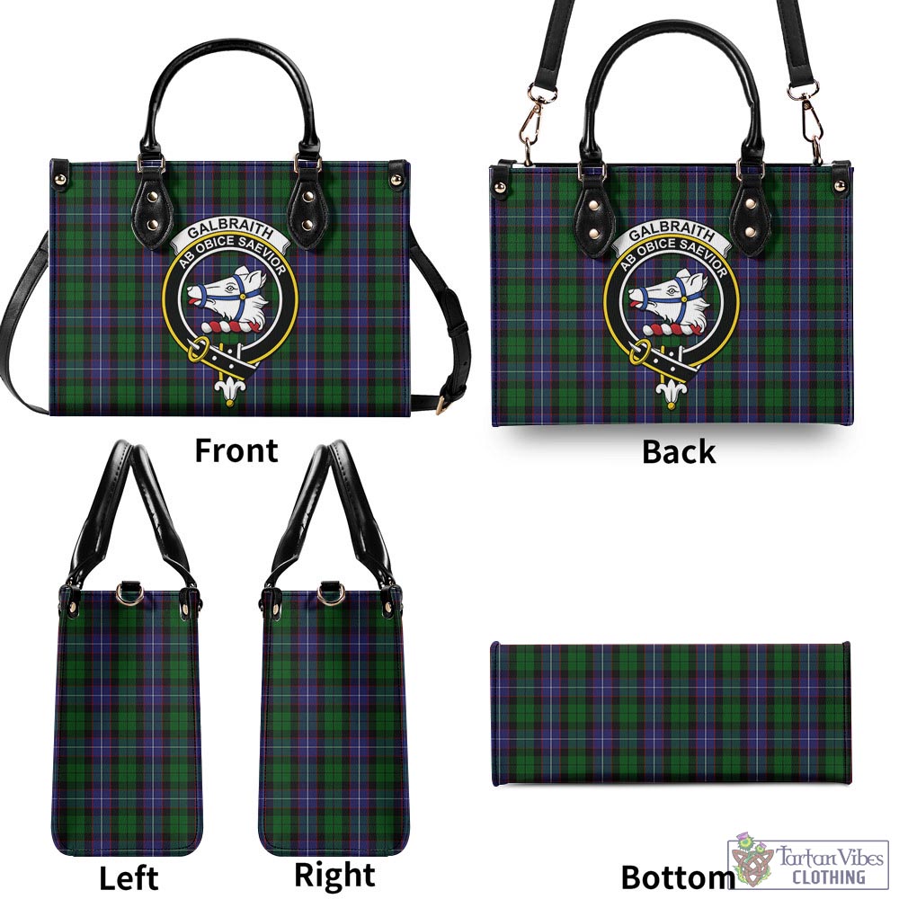 Tartan Vibes Clothing Galbraith Tartan Luxury Leather Handbags with Family Crest