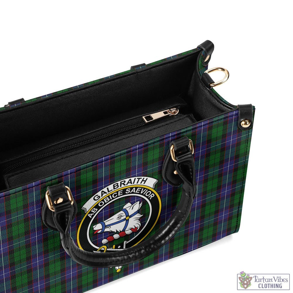 Tartan Vibes Clothing Galbraith Tartan Luxury Leather Handbags with Family Crest
