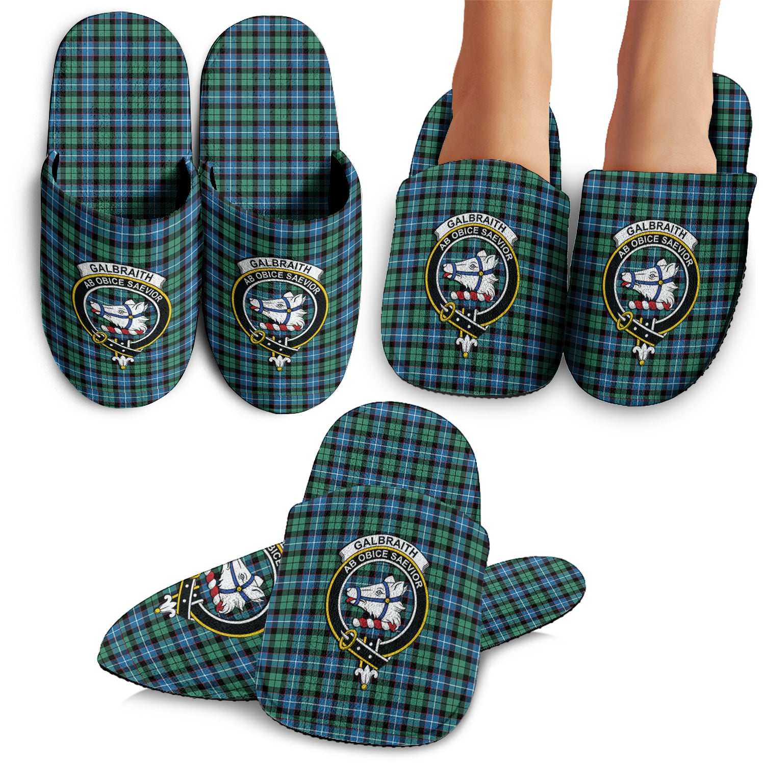 Galbraith Ancient Tartan Home Slippers with Family Crest - Tartanvibesclothing