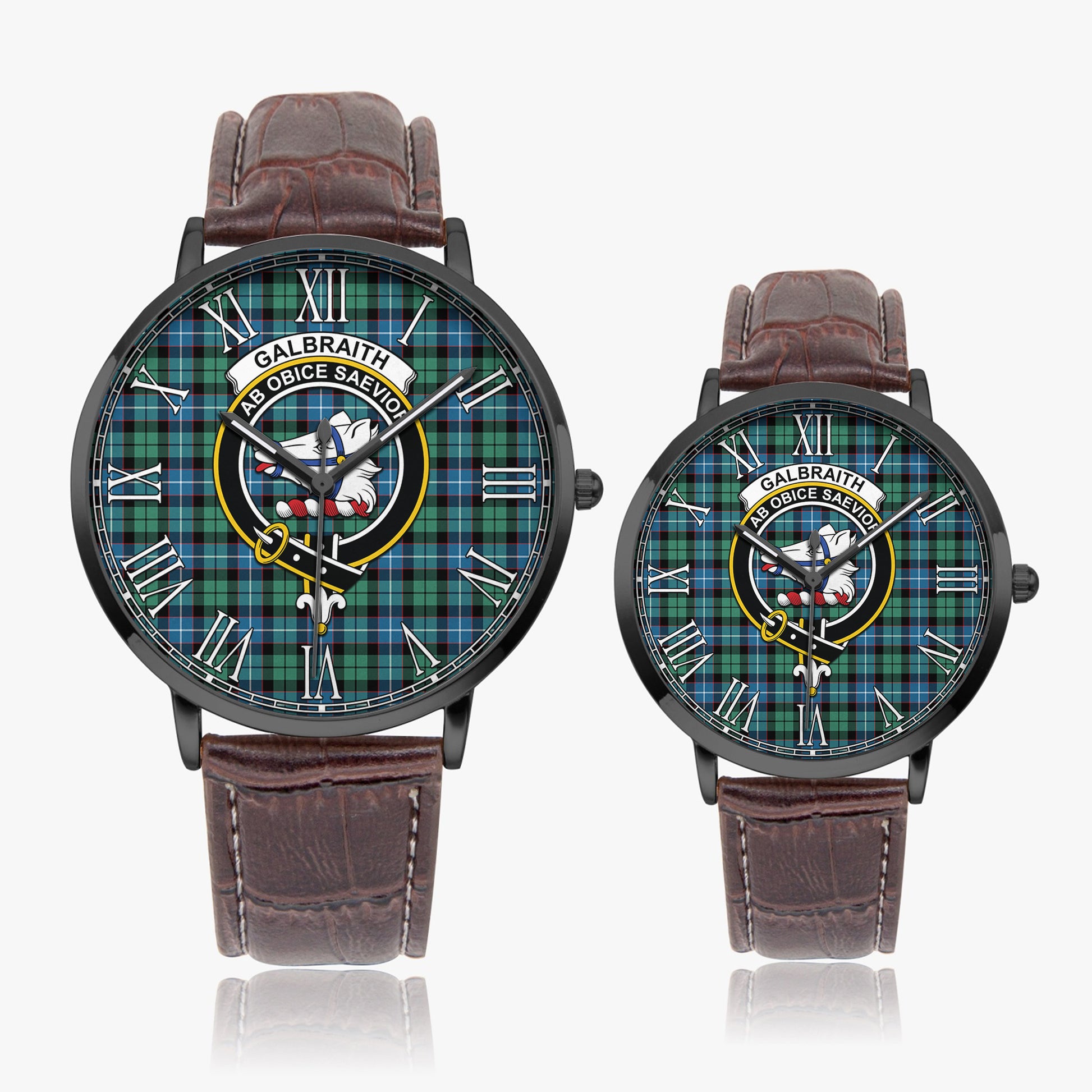 Galbraith Ancient Tartan Family Crest Leather Strap Quartz Watch - Tartanvibesclothing