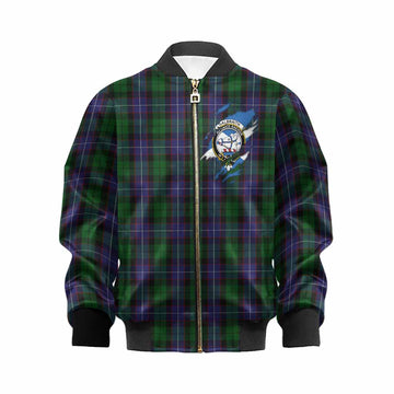 Galbraith Clan Crest In Me Tartan Kid Bomber Jacket Scotland Flag Style