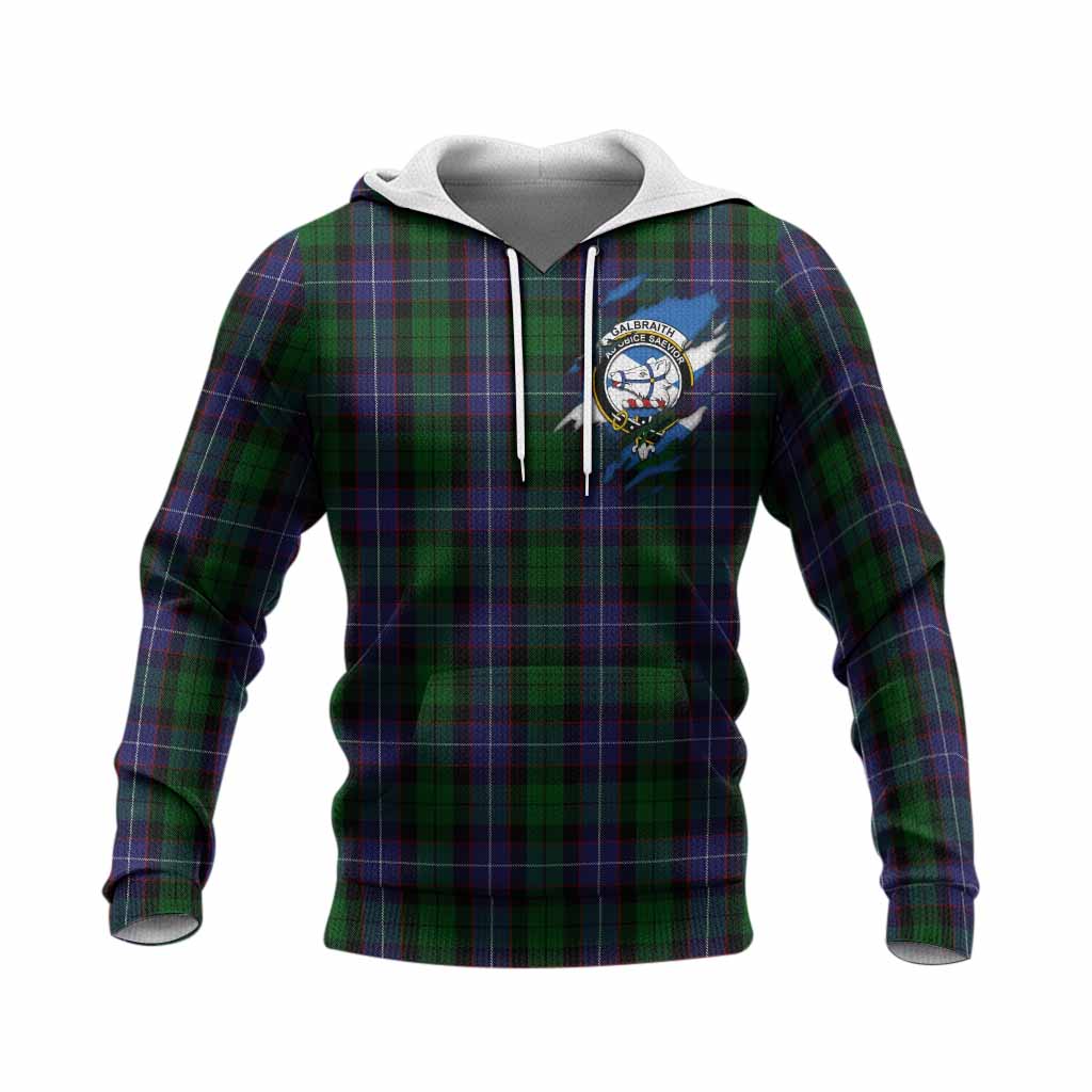 Galbraith Clan Crest In Me Tartan Knitted Hoodie Scotland Flag Style