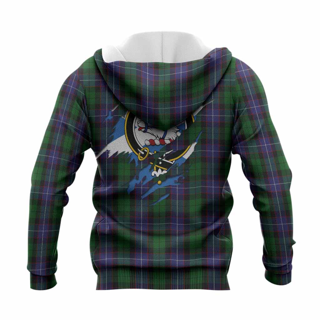 Galbraith Clan Crest In Me Tartan Knitted Hoodie Scotland Flag Style