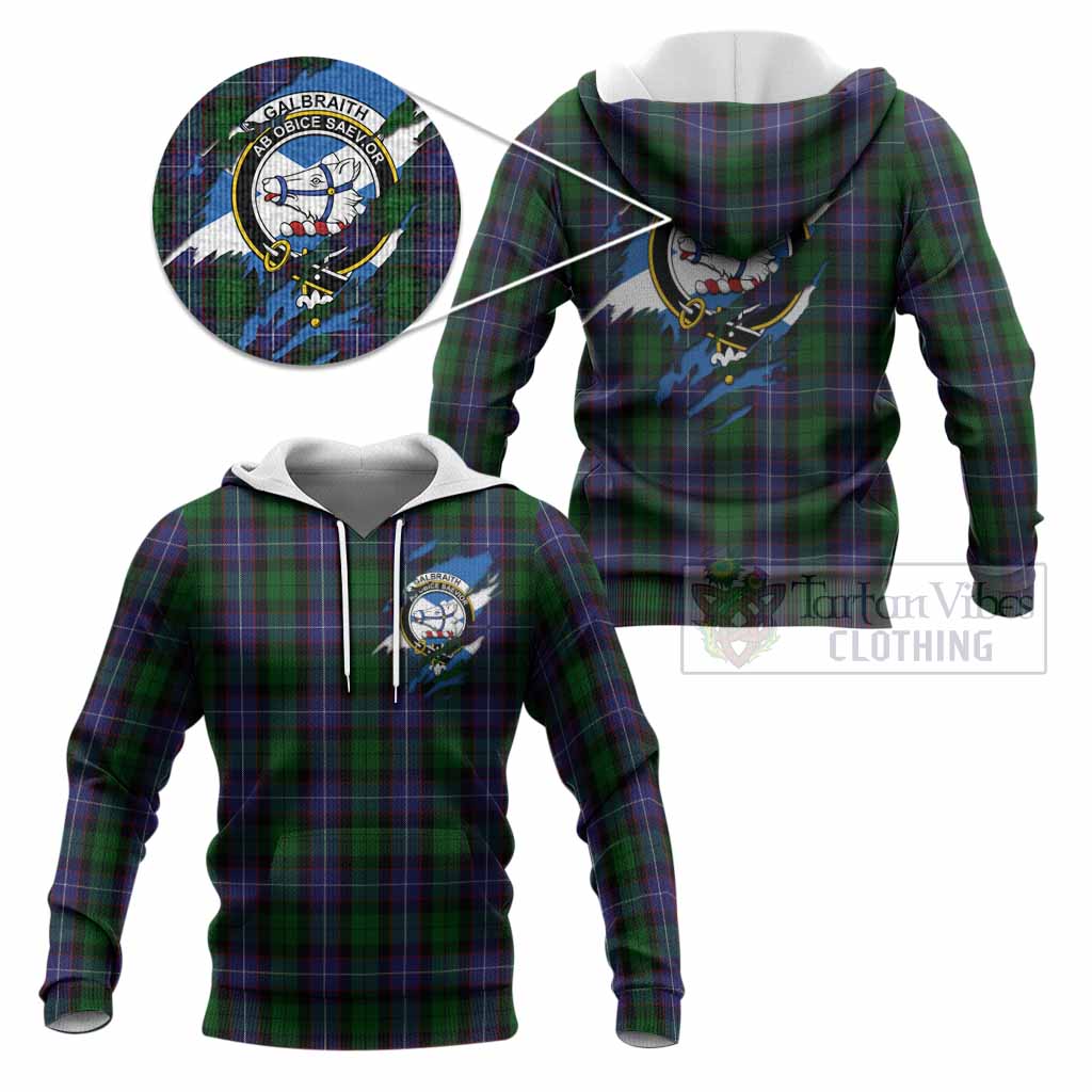 Galbraith Clan Crest In Me Tartan Knitted Hoodie Scotland Flag Style