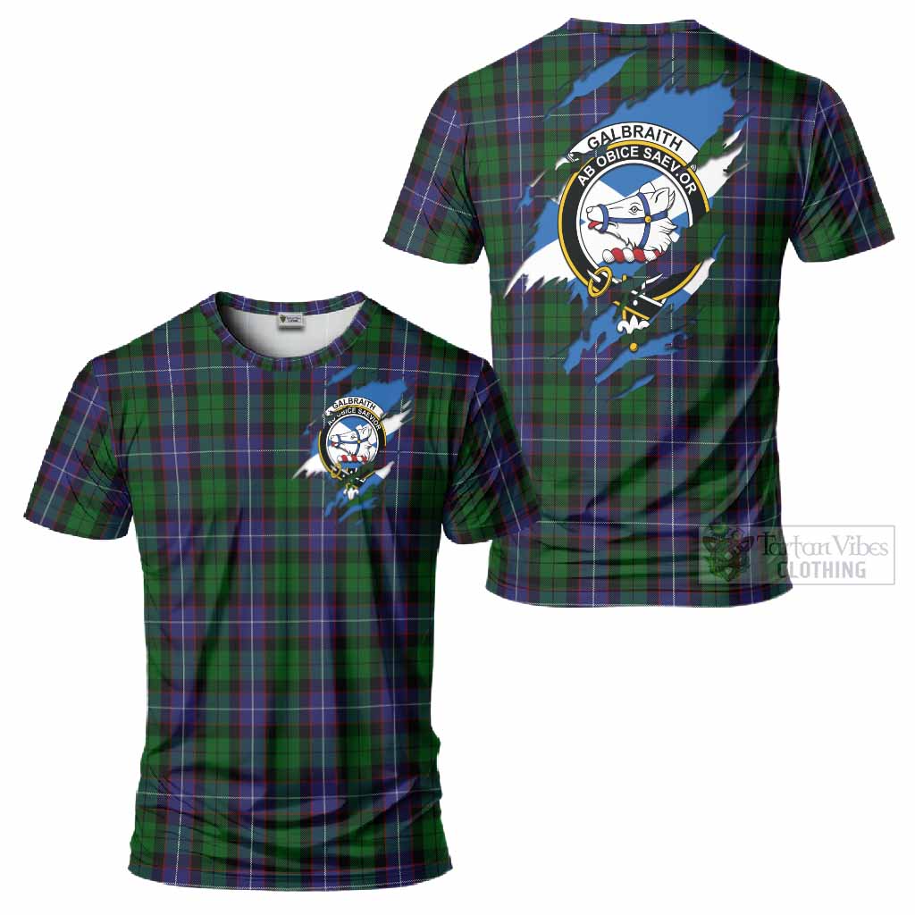 Galbraith Clan Crest In Me Tartan T-Shirt Scotland Flag Style