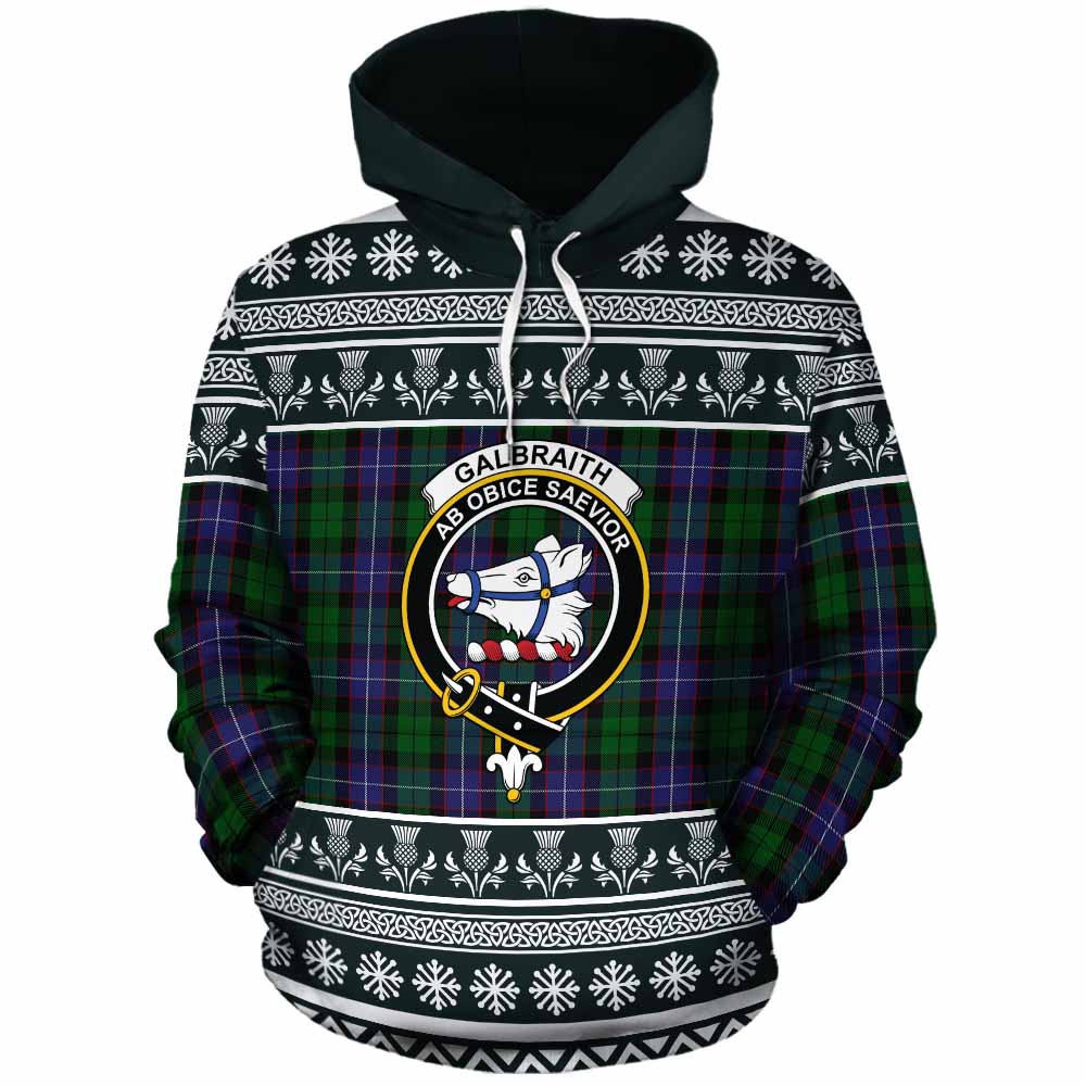 Galbraith Clan Tartan Christmas Cotton Hoodie with Family Crest - Tartan Vibes Clothing
