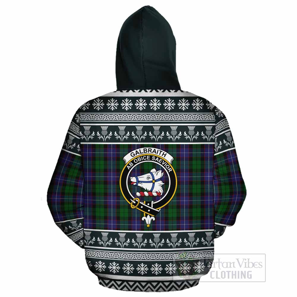 Galbraith Clan Tartan Christmas Cotton Hoodie with Family Crest - Tartan Vibes Clothing