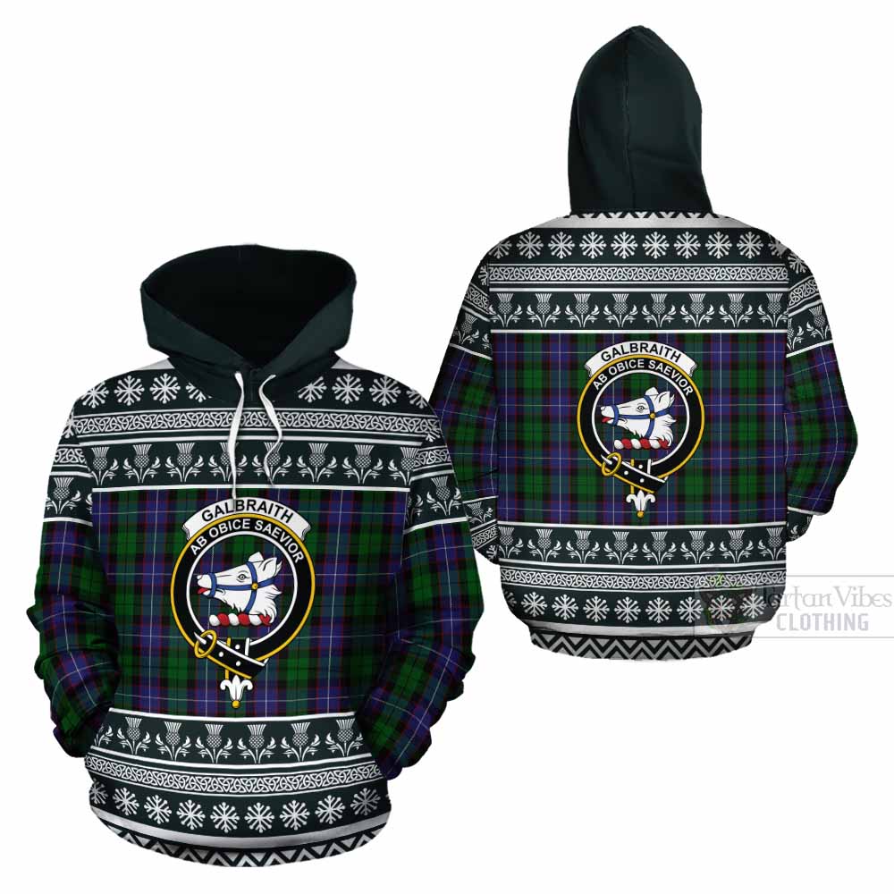 Galbraith Clan Tartan Christmas Cotton Hoodie with Family Crest - Tartan Vibes Clothing