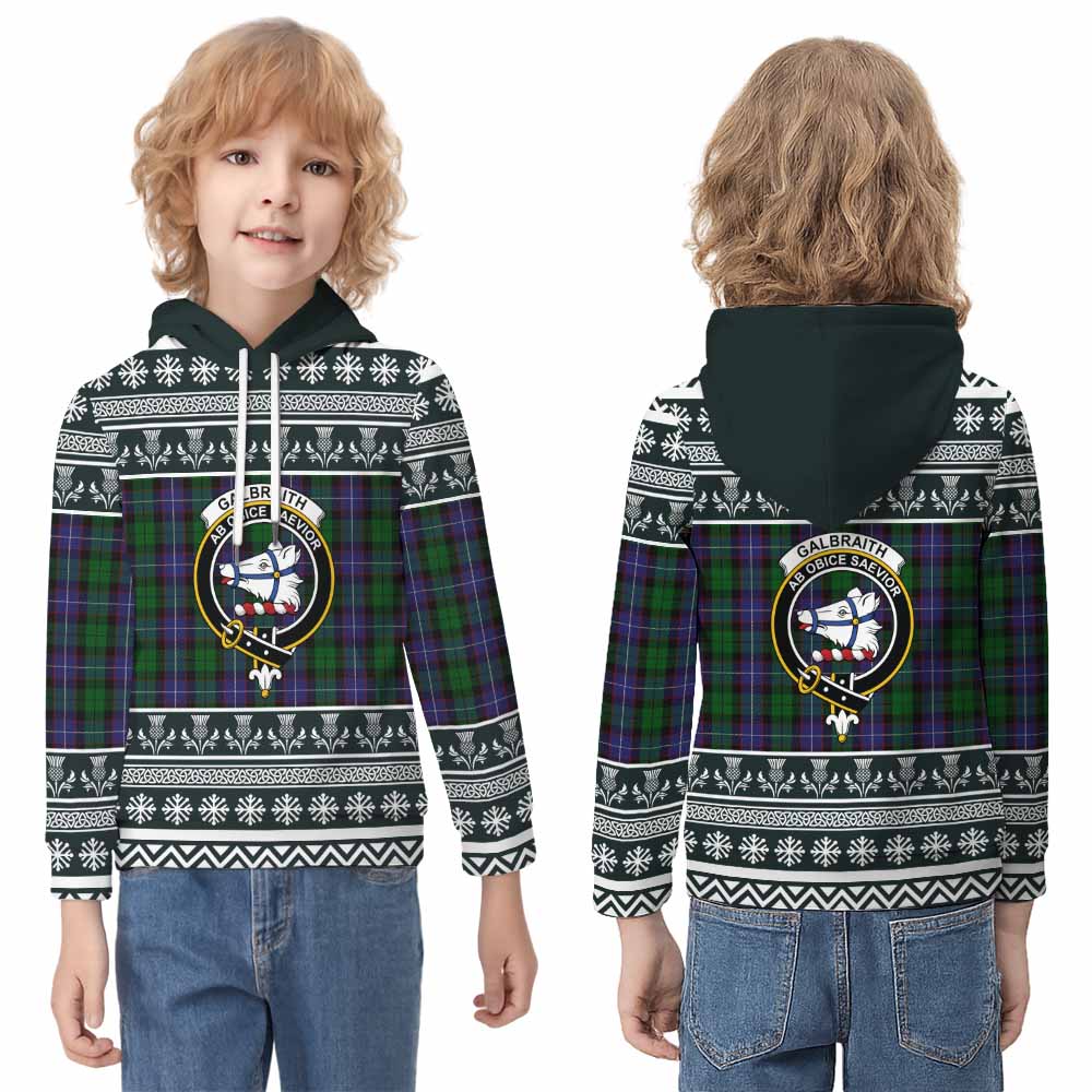 Galbraith Clan Tartan Christmas Kid Hoodie with Family Crest - Tartan Vibes Clothing
